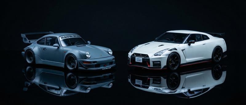 GT Spirit 1:18 resin models — Porsche 911 RWB and Nissan GT-R Nismo