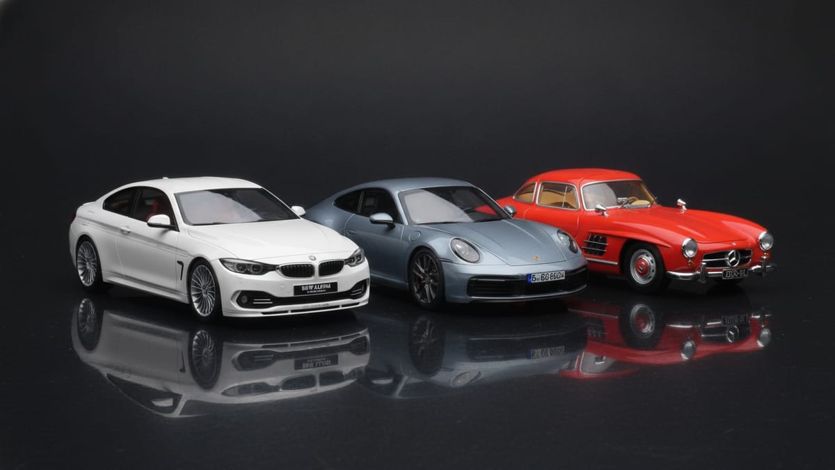 Zberateľský model Porsche v mierke 1:18 na čistom štúdiovom pozadí &mdash; ponuka Models118 na prvú objednávku