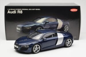 Audi R8 4.2 FSI V8 Modrý Kyosho 1:18 09213BL Kov – obrázok 8 z 8