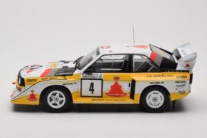 Audi Sport Quattro S1 E2 #4 S. Blomqvist / B. Cederberg Rally 1000 Lakes 1985 IXO 1:18 18RMC161A Kov – obrázok 3 z 6