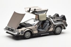 DeLorean DMC-12 Time Machine Back to the Future Strieborný Sun Star 1:18 2711 Kov – obrázok 8 z 8