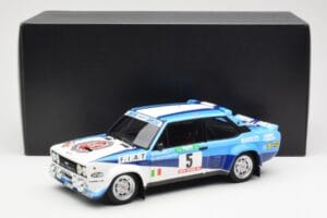 Fiat 131 Abarth #5 Team Fiat Works Rally Portugal 1980 Kyosho 1:18 08376A Kov – obrázok 8 z 8