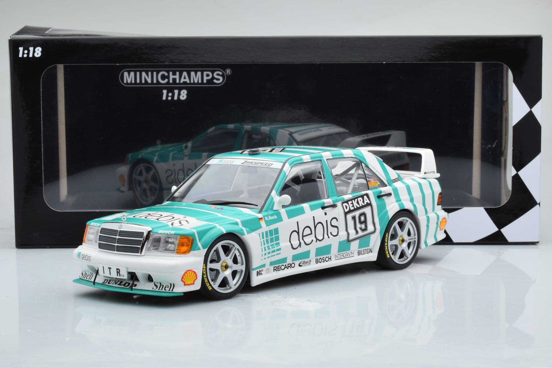 Mercedes 190E 2.5-16 W201 EVO 2 Debis #19 R. Asch Team Zackspeed DTM 1991 Minichamps 1:18 155913619 Kov – obrázok 6 z 6
