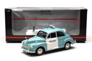 Morris Minor Polícia Modrý & Biely Minichamps 1:18 150137090 Kov – obrázok 8 z 8