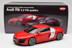 Audi R8 V10 Brilliant Červený Kyosho 1:18 09216RR Kov – obrázok 8 z 8