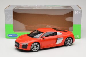 Audi R8 V10 Červený Welly 1:18 18052W Kov – obrázok 8 z 8
