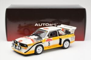 Audi Sport Quattro S1 #5 W. Rohrl / C. Geistdorfer Rally Sanremo Winner 1985 AUTOart 1:18 88503 Kompozit – obrázok 8 z 8