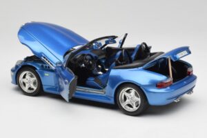 BMW Z3 E36 M Roadster Estoril Blue Bburago 1:18 3349-M1 Kov – obrázok 5 z 8