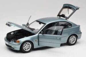 BMW 325Ti E46 Compact Svetlomodrý Metalíza Kyosho 1:18 80430024439 Kov – obrázok 2 z 8