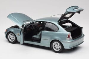 BMW 325Ti E46 Compact Svetlomodrý Metalíza Kyosho 1:18 80430024439 Kov – obrázok 5 z 8