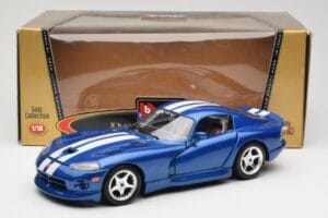 Dodge Viper GTS SR II Modrý s Bielymi Pruhmi Bburago 1:18 3330 Kov – obrázok 8 z 8