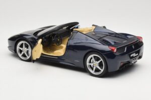 Ferrari 458 Italia Spider Dark Blue Metallic Hot Wheels 1:18 X5529 Kov – obrázok 5 z 8