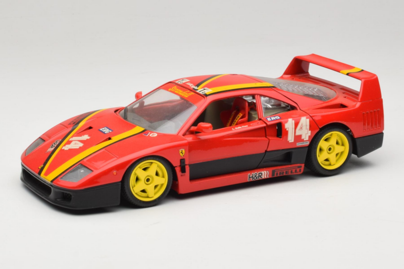 Ferrari F40 Evoluzione #14 L. Dalla Noce H&R Červený so Žltými Kolesami 1992 Bburago 1:18 3042-H1 Kov