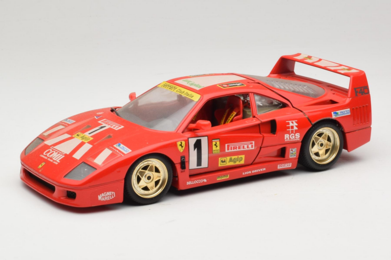 Ferrari F40 Evoluzione #1 Pirelli Agip Červený so Zlatými Kolesami 1992 Bburago 1:18 3042-P2 Kov