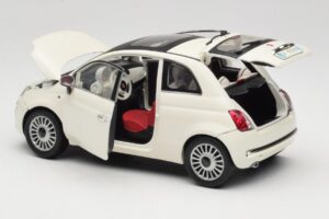 Fiat 500 Biely Mondo Motors 1:18 500291 Kov – obrázok 5 z 8