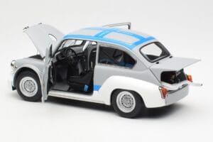 Fiat Abarth 1000 TCR Matná Šedá Modré Pruhy AUTOart 1:18 72642 Kov – obrázok 5 z 8