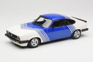 Ford Capri Mk2 3.0 Biely s Modrými Pruhmi Minichamps 1:18 155788600 Kov