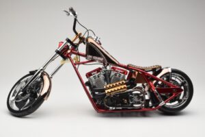 Harley-Davidson West Coast Choppers Diablo Soft Tail Zlatá Červená Minichamps 1:5 JJ04-05-03 Kov – obrázok 3 z 6