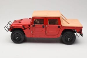 Hummer H1 Soft Top Červený Exoto 1:18 01805 Kov – obrázok 4 z 8