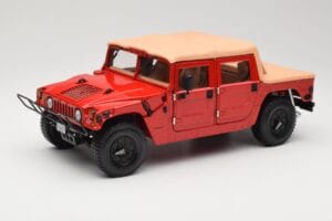 Hummer H1 Soft Top Červený Exoto 1:18 01805 Kov