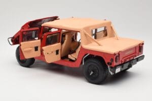 Hummer H1 Soft Top Červený Exoto 1:18 01805 Kov – obrázok 5 z 8