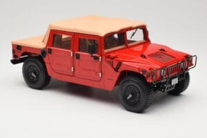 Hummer H1 Soft Top Červený Exoto 1:18 01805 Kov – obrázok 6 z 8