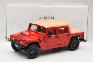 Hummer H1 Soft Top Červený Exoto 1:18 01805 Kov – obrázok 8 z 8