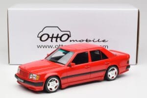 Mercedes 300E W124 6.0 AMG Signal Červený Otto 1:18 OT1104 Živica – obrázok 6 z 6
