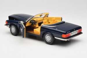 Mercedes 350 SL R107 Tmavo Modrý Sun Star 1:18 MB003 Kov – obrázok 5 z 8