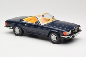 Mercedes 350 SL R107 Tmavo Modrý Sun Star 1:18 MB003 Kov – obrázok 6 z 8