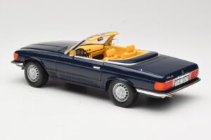 Mercedes 350 SL R107 Tmavo Modrý Sun Star 1:18 MB003 Kov – obrázok 7 z 8