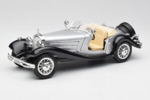 Mercedes 500K Roadster Strieborný Bburago 1:18 3020-M1 Kov – obrázok 2 z 8