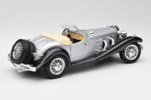 Mercedes 500K Roadster Strieborný Bburago 1:18 3020-M1 Kov – obrázok 3 z 8