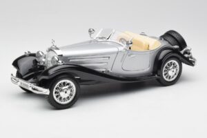 Mercedes 500K Roadster Strieborný Bburago 1:18 3020-M1 Kov