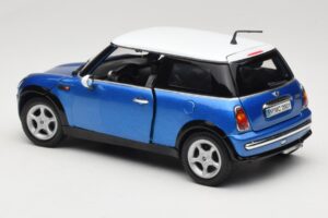 Mini Cooper R50 Modrý s Bielou Strechou Mondo Motors 1:18 MINI004 Kov – obrázok 7 z 8