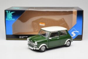 Mini Cooper S British Racing Zelený & Old English Biely Solido 1:18 8021 Kov – obrázok 8 z 8