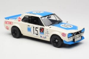 Nissan Skyline 2000GT-R KPGC10 #15 K. Takahashi Nissan Works JTCC 1972 Kyosho 1:18 08122B Kov – obrázok 6 z 8
