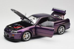Nissan Skyline GT-R R34 V-Spec Midnight Fialový AUTOart 1:18 77305 Kov – obrázok 2 z 8