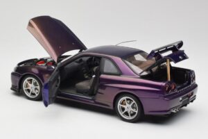 Nissan Skyline GT-R R34 V-Spec Midnight Fialový AUTOart 1:18 77305 Kov – obrázok 5 z 8