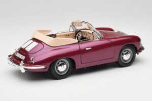 Porsche 356B Kabriolet Baklažán Bburago 1:18 3021-M4 Kov – obrázok 3 z 8