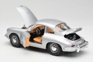 Porsche 356B Strieborný & Hnedý Interiér Bburago 1:18 3021-M2 Kov – obrázok 5 z 8