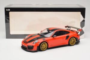 Porsche 911 991.2 GT2 RS Oranžový Weissach Package Zlaté Kolesá Minichamps 1:18 155068305 Kov – obrázok 6 z 6