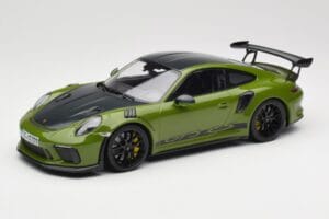 Porsche 911 991.2 GT3 RS Weissach Package Lizard Green Wording & Čierne Horčíkové Kolesá Minichamps 1:18 155068232 Kov