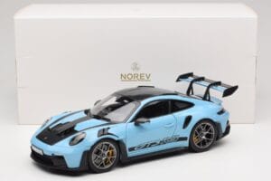 Porsche 911 992 GT3 RS Weissach Pack Gulf Blue Norev 1:18 187367 Kov – obrázok 8 z 8