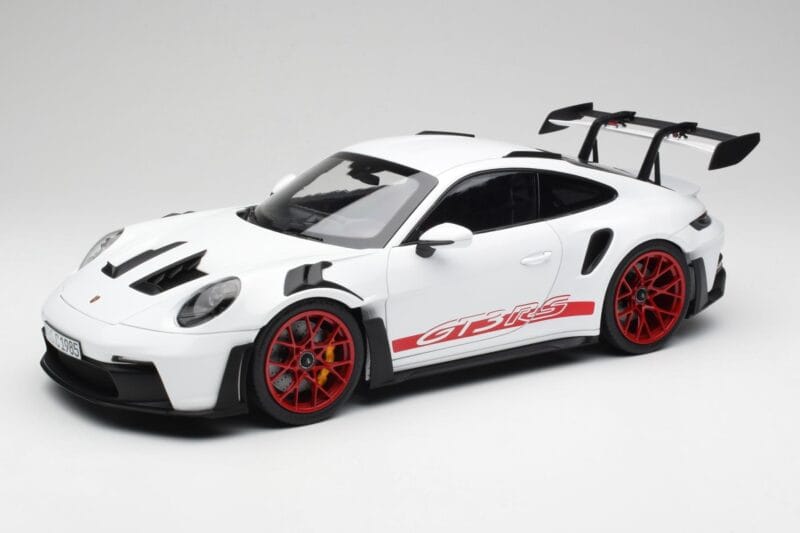 Porsche 911 992 GT3 RS Biely & Pyro Červený Norev 1:12 127530 Kov