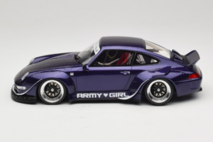Porsche 911 993 RWB Army Girl Fialový GT Spirit 1:18 GT562 Živica – obrázok 3 z 6