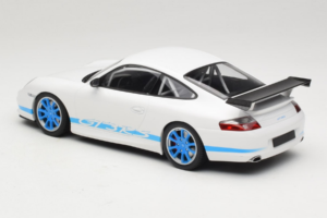 Porsche 911 996 GT3 RS Biely Modré Pruhy Minichamps 1:18 155062021 Kov – obrázok 5 z 6