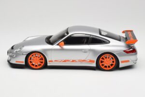 Porsche 911 997.1 GT3 RS Strieborný s Oranžovými Diskami Minichamps 1:18 155062120 Kov – obrázok 3 z 6