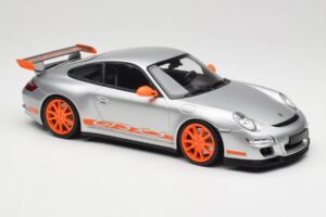 Porsche 911 997.1 GT3 RS Strieborný s Oranžovými Diskami Minichamps 1:18 155062120 Kov – obrázok 4 z 6