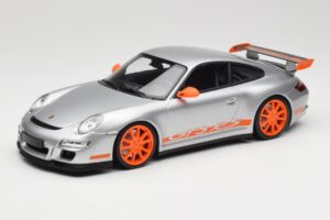 Porsche 911 997.1 GT3 RS Strieborný s Oranžovými Diskami Minichamps 1:18 155062120 Kov